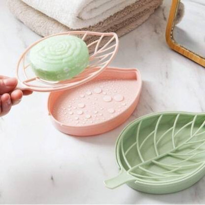 WebDealz Pack of 2Leaf Shape Self Draining Bar Soap Holder x2.18(Random Colour)