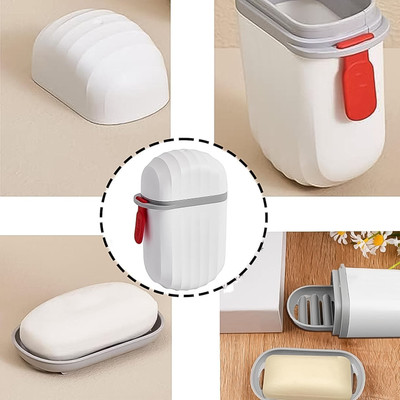 R AND P ENTERPRISE Travel capsule soap holder with Secure Seal Camping Capsule Soap Box(White)