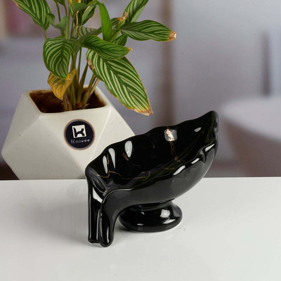 Kookee Ceramic Soap Holder Dish, Black (Set of 1) (11574)(Black)