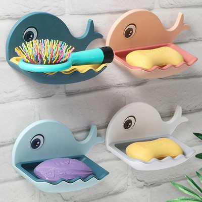 KRAZE Pack of 2 Beautiful Fish Design Double Layer Self Draining Soap Case x2.67(Multicolor)