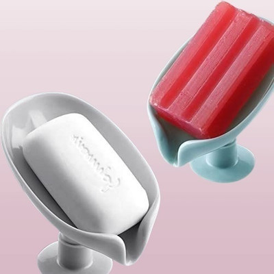 Shreejee Pack of 3 Leaf Shaped Self Draining Suction Cup Soap Dish x3.20(Random Colour)