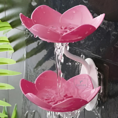 Glitzn Wall Mounted Double Layer Soap Dish Holder – Flower Design(Multicolor)