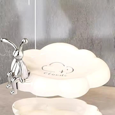 TRINGDOW Soap Holder Cloud Shape Bathroom Shower Soap Dish with Drainage Soap Container(Multicolor)
