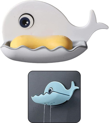 Shreejee Pack of 1 Cute Dolphin Design Double Layer Self Adhesive Soap Case X1.73(Multicolor)
