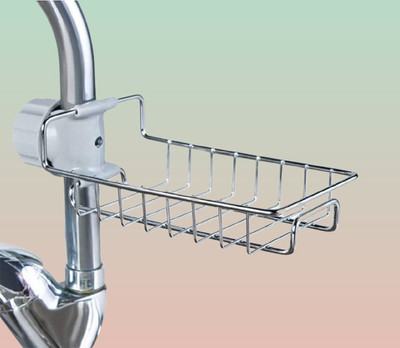 Vaynezx Kitchen while Sponge Soap Stainless while Steel Holder Spout Sink Rack(Silver)