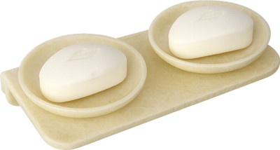 Fossa Classic Ceramic Unbreakable Double Round Soap Dish for Bathroom & Kitchen(Ivory)