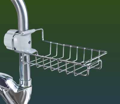 Vaeynx Cooking Steel Faucet Steel Scrubber while and Caddy Washbasin Wash Bar Holder(Silver)