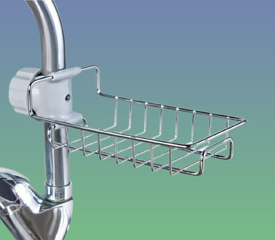 Vyxex Home Faucet Steel while Metal Scrubber while Organizer Soap Sink Holder(Silver)