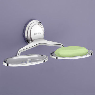 Plantex Crosslink Stainless Steel 304 Grade Cubic Double Soap Holder for Bathroom/Soap Dish/Bathroom Soap Stand/Bathroom Accessories(Chrome)(Silver)