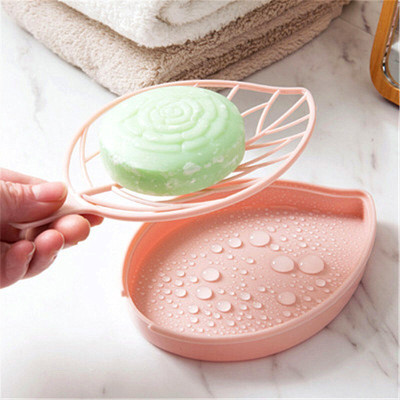 Shreejee Pack of 1Beautiful Leaf Shape Self Draining Double Layer Soap Casex1.25(Multicolor)