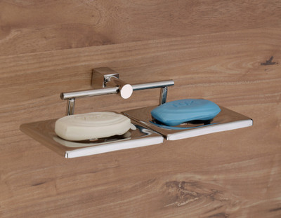 GRIVAN Stainless Steel Wall Mount Double Soap Holder/Soap Dish/Stand for Bathroom-SS304(Silver)