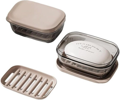 Stronwik Soap Box with Draining Rack | Waterproof Travel Soap Dish | Bathroom & Camping(Dark Grey)