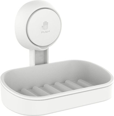 KYORASS Wall Mount Bathroom Soap Holder | Plastic Soap Stand with Suction & Drainage(White)