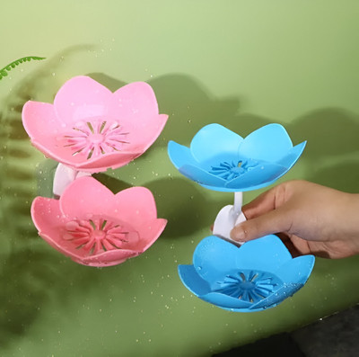 GAUZYHOUSE Wall- Mounted Drain Soap Box Double Layer Lotus Flower Shaped Soap Tray(Multicolor)