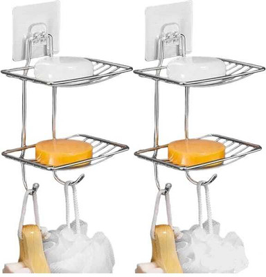 Shriyagic Double Layer Soap Storage Organizer Holder(Silver)