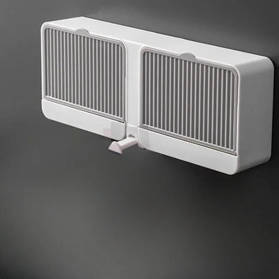 SOFACASA Double Bar Soap Dish with Drainage Box, Premium Plastic Soap Holder(Grey, White)