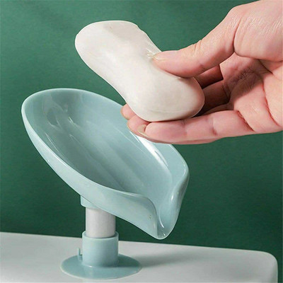 I Se U leaf soap holder stand for kitchenbathroom shower self draining with suction cap(Grey)