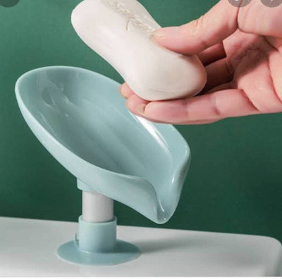 ks trade Pack of 3 Leaf Shaped No Drill/No Screw Self Draining Soap Holder X3.12(Multicolor)