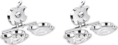 Easyhome Furnish Set of 2 pieces 304-Stainless steel Double Soap Dish -(Glossy Silver)
