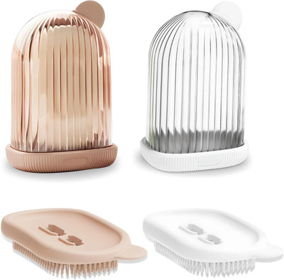 Etailista Travel Soap Case with Bath Brush - Transparent Leakproof, Waterproof & Portable(pack of 2)
