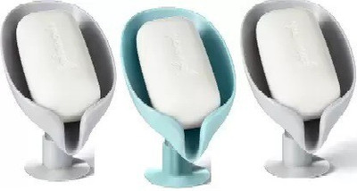 JASODANANDAN Soap Holder With Suction Cup Leaf Shape Soap Dish Box Self Draining Soap Dish(Multicolor)