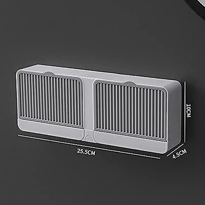 Kavid New Creative Wall Mounted Soap Box with Lid Double Grids Soap holder(Multicolor)