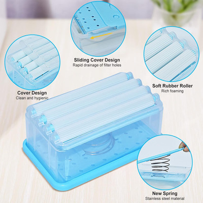 SellVera 2-In-1 Portable Laundry Rolling Soap Box Soap Bar Dispenser With Rubber Roller Plastic Bathroom Set(Pack of 1)