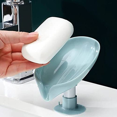 Sokmak 8PC MultiPurpose Bathroom/Home/Kitchen Use Leaf Shape Soap Dish & Shampoo Stand(White)