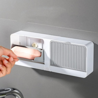 hiyon Double Bar Soap Dish with Drainage Box Premium Plastic Soap Holder(Multicolor)