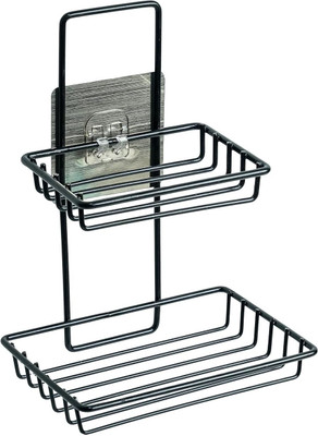 ARQUIN Stainless Steel Wall Mounted Double Layer Black Soap Dish Holder Hanging(Black)