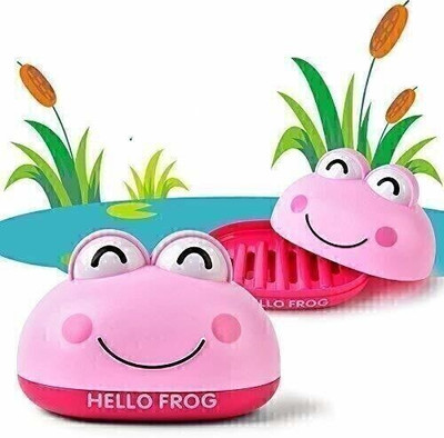 KEETLY Frog Soap Box Bathroom Soap Holder with Case Lid Jewelry Storage Box(Pink)