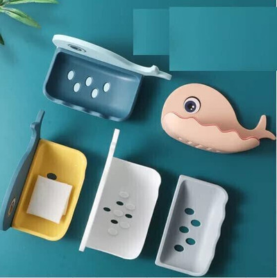 SJK (PACK OF 2)Fish Shape Cute Adhesive Waterproof Wall Mounted Soap Dish(Multicolor)