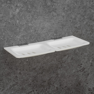 FORTUNE Acrylic Double Square Soap Dish / Soap Case / Soap Stand / Bathroom Accessories(White)