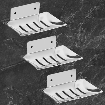 iSTAR Square Soap Dish / Soap Case / Soap Stand Set of 3(Silver)