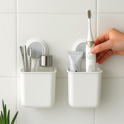 Rudrisha Toothbrush holder pack of 2 Plastic Toothbrush Holder(Wall Mount)