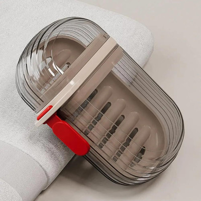 Quakzapp Leakproof Soap Case Container with Lid, Portable Bar Soap Holder for Traveling(Transparent)