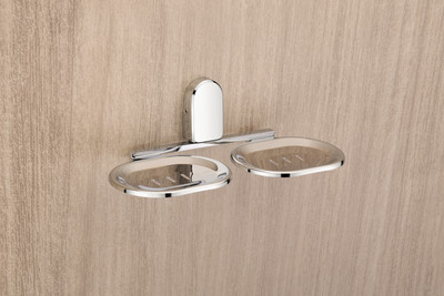 AGMECO Double Soap Holder | Rustproof Stainless Steel | Stylish Finish ( Aura)(Silver)