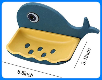 SJK Fish Shape Cute Adhesive Waterproof Wall Mounted Soap Dish(PACK OF 4)(Multicolor)