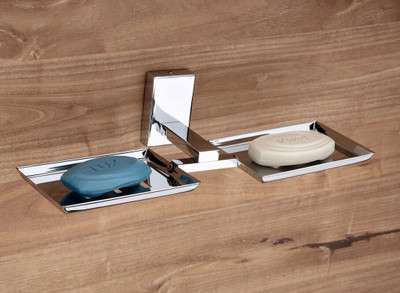 GRIVAN Wall Mounted Stainless Steel Double Soap Holder/Soap Tray for Bathroom- SS304(Silver)