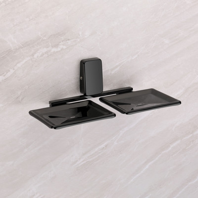 AGMECO Double Soap Dish for Bathroom, Stainless Steel Fortte Black ( Pack of 1)(Black)