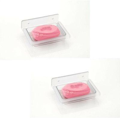 Flipkart SmartBuy ABS Unbreakable Plastic SOAP Dish/ Holder for Bathroom|Square Shape (PACK OF -2)(TRANSPARENT)