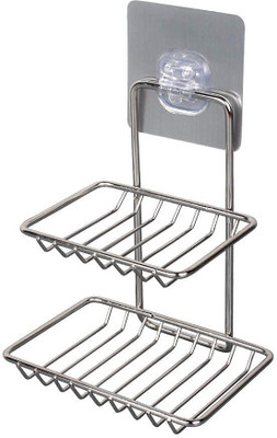 MIKOSI 2 Layer Soap Holder Steel Magic Sticker Series Self Adhesive(STEEL)