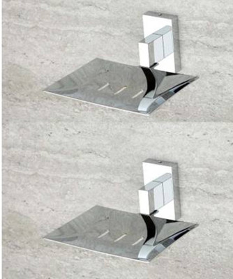 iSTAR High Grade 304 Stainless Steel Soap Dish for Bathroom/Bathroom Soap Holder/soap Stand/kichan Accessories/Soap Dish (Chrome) Set of 2(Silver)