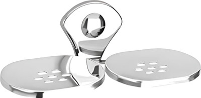 Artha Mirror Polished And Fancy Desing Double Soap Dish/Stand/Holder Stainless Steel(Silver)