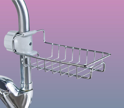 Vsayndxe Home while Holder Sink Stainless Faucet and Sponge Soap Steel Holder(Silver)