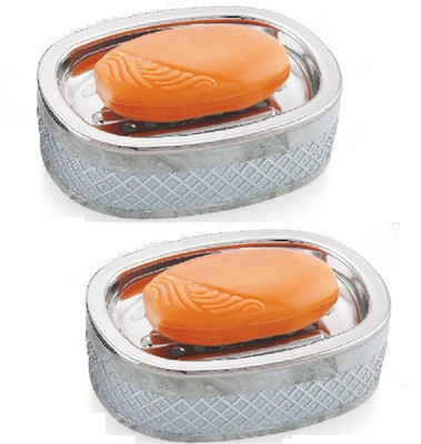Laserbot Darwin Soap Dish/Soap Stand Case/Soap Holder Dish for Bathroom (Pack of 2)(Grey)