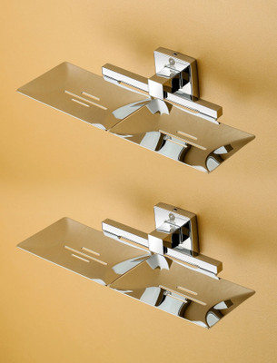 Flipkart SmartBuy 304 Stainless Steel Double Soap dish for Bathroom (Chrome) (pack of 2)(Silver)
