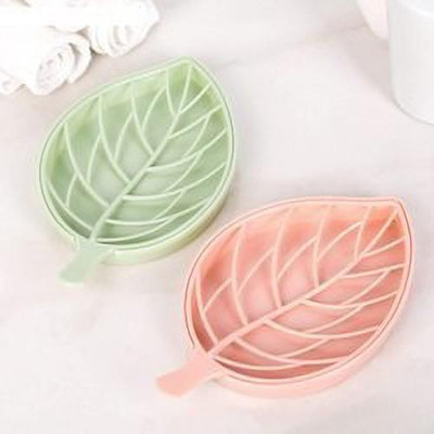 PRL TRADERS Pack of 2Leaf Shape Double Layer Soap Dish Case Holderx2.18(Multicolor)