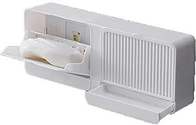 Laxvila Plastic Wall Mounted Double Bar Bathroom Soap Holder Soap Box with Lid(Multicolor)