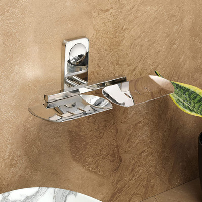 FORTUNE Heavy Duty Stainless Steel Double Soap Dish/Soap Holder/Soap Stand for Bathroom(Chrome Finish)